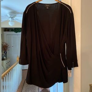 NWT Dressbarn Black Rhinestone top